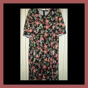 HEKKA~SHORT SLEEVE FLORAL DRESS BOHO MAXI EMPIRE WAIST~WOMENS PLUS SIZE XXL